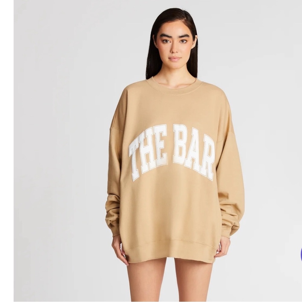 The Bar Sweatshirt Beige with White Lettering